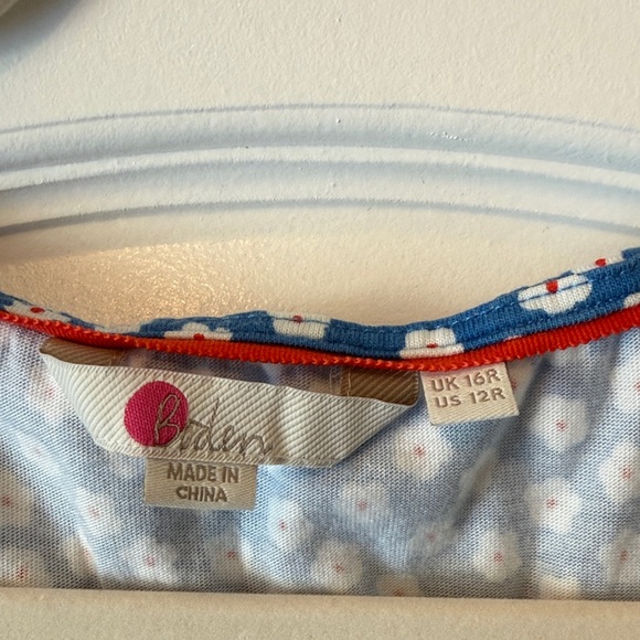 Boden Sleeveless Blue and White Patterned Midi Dress - Picture 3 of 7